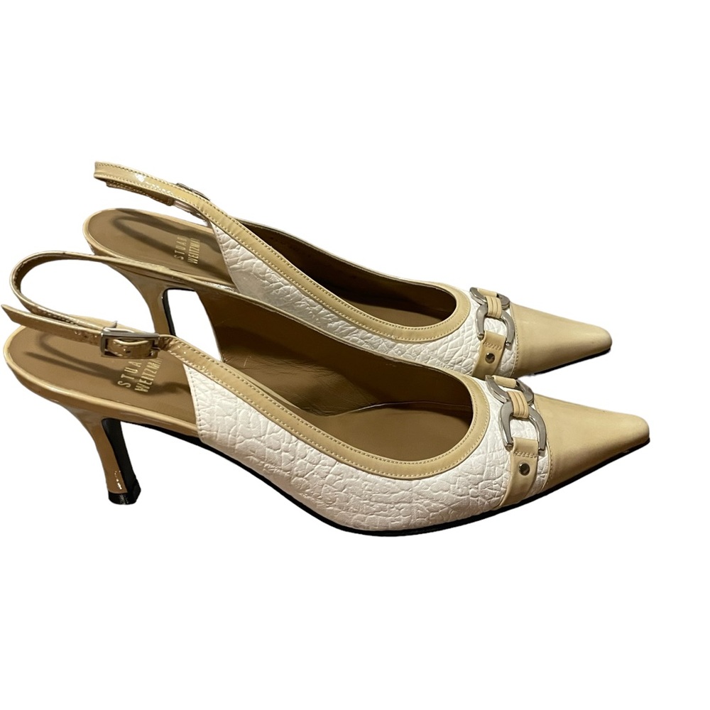Stuart Weitzman Ivory Cushy Calfskin Heels Pumps‎